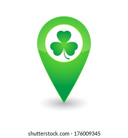 Illustration of an isolated pinpoint  with a clover icon
