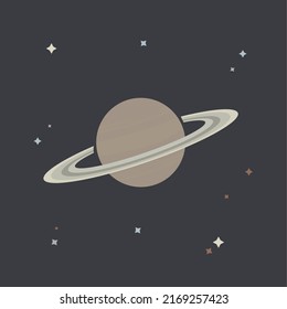 illustration of isolated planet saturn. planet with rings. illustration of the universe, saturn and stars. vector for subjects about science, astronomy and astrology. Capricorn zodiac planet.