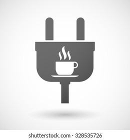 Illustration of an isolated plug icon with a cup of coffee