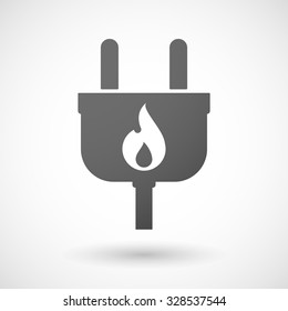 Illustration of an isolated plug icon with a flame
