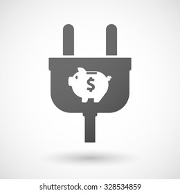 Illustration of an isolated plug icon with a piggy bank