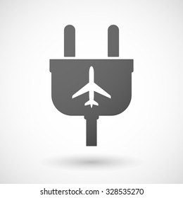 Illustration of an isolated plug icon with a plane