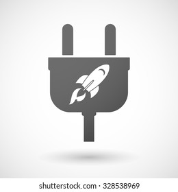 Illustration of an isolated plug icon with a rocket