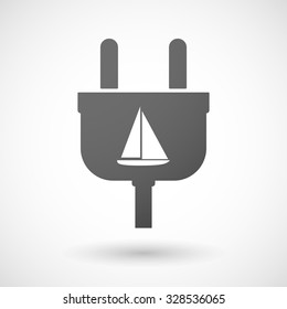 Illustration of an isolated plug icon with a ship