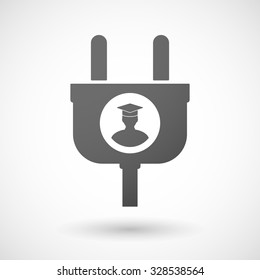 Illustration of an isolated plug icon with a student
