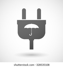 Illustration of an isolated plug icon with an umbrella