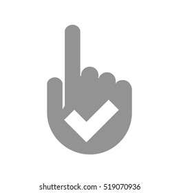 Illustration of an isolated pointing hand icon with a check mark