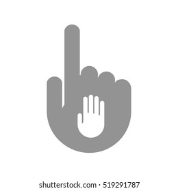 Illustration of an isolated pointing hand icon with a hand