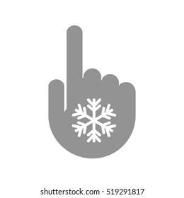 Illustration of an isolated pointing hand icon with a snow flake