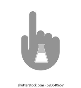 Illustration of an isolated pointing hand icon with a flask