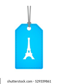 Illustration of an isolated product label with   the Eiffel tower