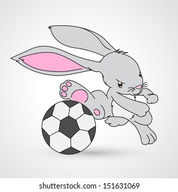illustration of isolated rabbit playing football vector