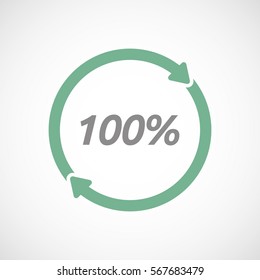 Illustration of an isolated recycle or reuse sign with    the text 100%