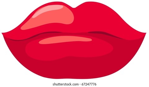 illustration of isolated red lips on white background