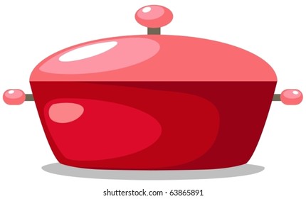 illustration of isolated red pan on white background