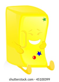 illustration of isolated refrigerator with note on white background