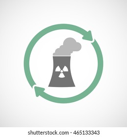 Illustration Of An Isolated  Reuse Icon With A Nuclear Power Station