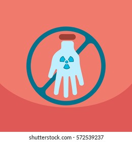 Illustration of an isolated reuse icon with a nuclear power on hand with circle No entrance!
