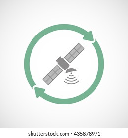 Illustration of an isolated reuse line art sign with a satellite