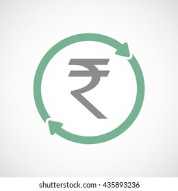 Illustration of an isolated reuse line art sign with a rupee sign