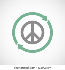 Illustration of an isolated reuse line art sign with a peace sign