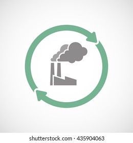 Illustration of an isolated reuse line art sign with a factory