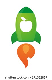 Illustration of an isolated rocket with an icon