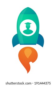 Illustration of an isolated rocket with an icon