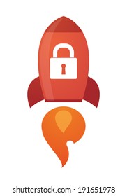 Illustration of an isolated rocket with an icon