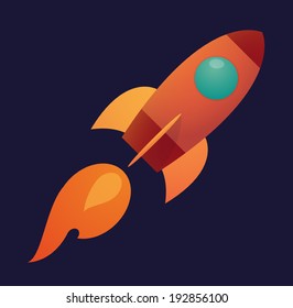 Illustration of an isolated rocket with an icon