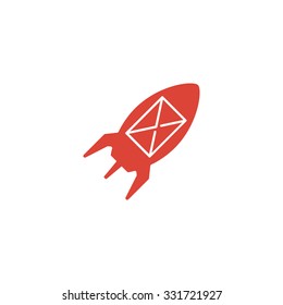 Illustration of an isolated rocket with an icon
