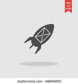 Illustration of an isolated rocket with an icon