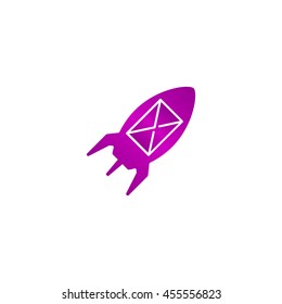 Illustration of an isolated rocket with an icon