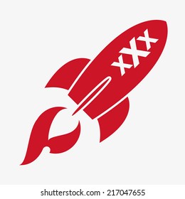 illustration of an isolated rocket with a triple x sign