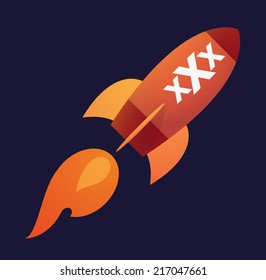 illustration of an isolated rocket with a triple x sign