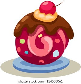 illustration of isolated roll cake on white