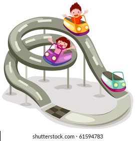 Illustration Of Isolated Rollercoaster Ride On White Background