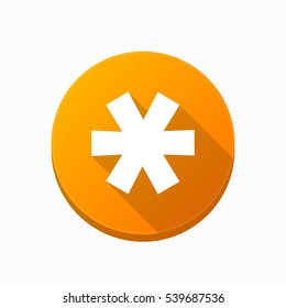 Illustration of an isolated rounded button with an asterisk