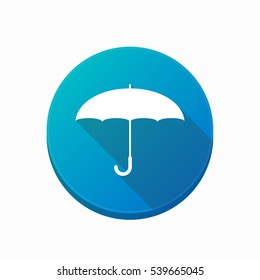 Illustration of an isolated rounded button with an umbrella