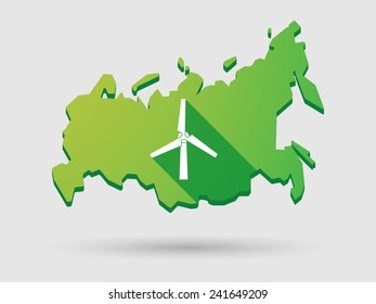 Illustration of an isolated Russia map icon with a wind generator