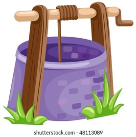 illustration of isolated rustic draw-well on white background