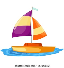 illustration of isolated a sailboat gliding on white