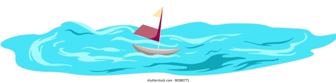 illustration of isolated a sailboat gliding on white background