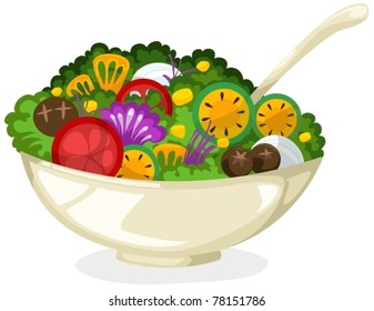 illustration of isolated salad in bowl on white background