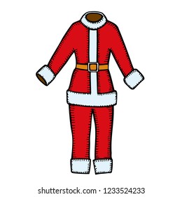 illustration of isolated of santa clothes on white