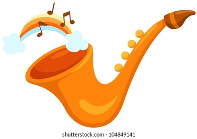illustration of isolated  saxophone  with rainbow on white