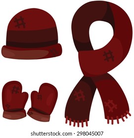 illustration of isolated set of accessories winter clothing 