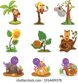Illustration isolated set of animal on white background