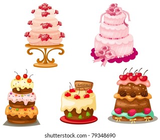 illustration of isolated set of cake on white background