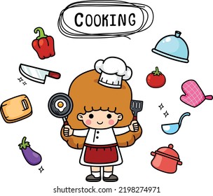 illustration isolated set cartoon woman chef